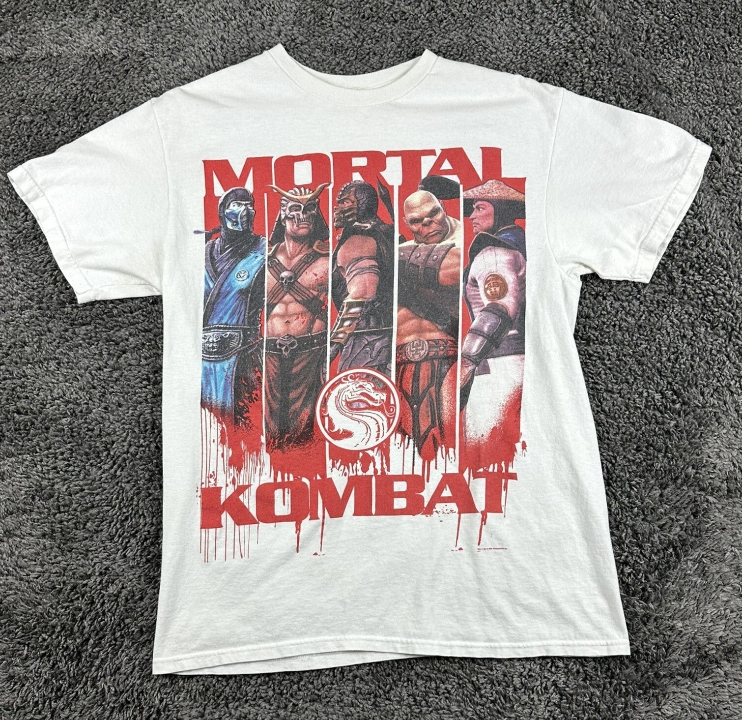 Mortal Kombat T-Shirt Men White Graphic Tee 2011 Warner Bros Sz M