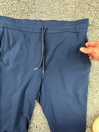 St John Womens Pants Navy Blue M Elastic Drawstring Straight Leg Stretch Knit