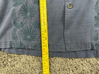 Tommy Bahama Mens XLT Blue Silk Cotton Embroidered Palm Camp Shirt Big Tall