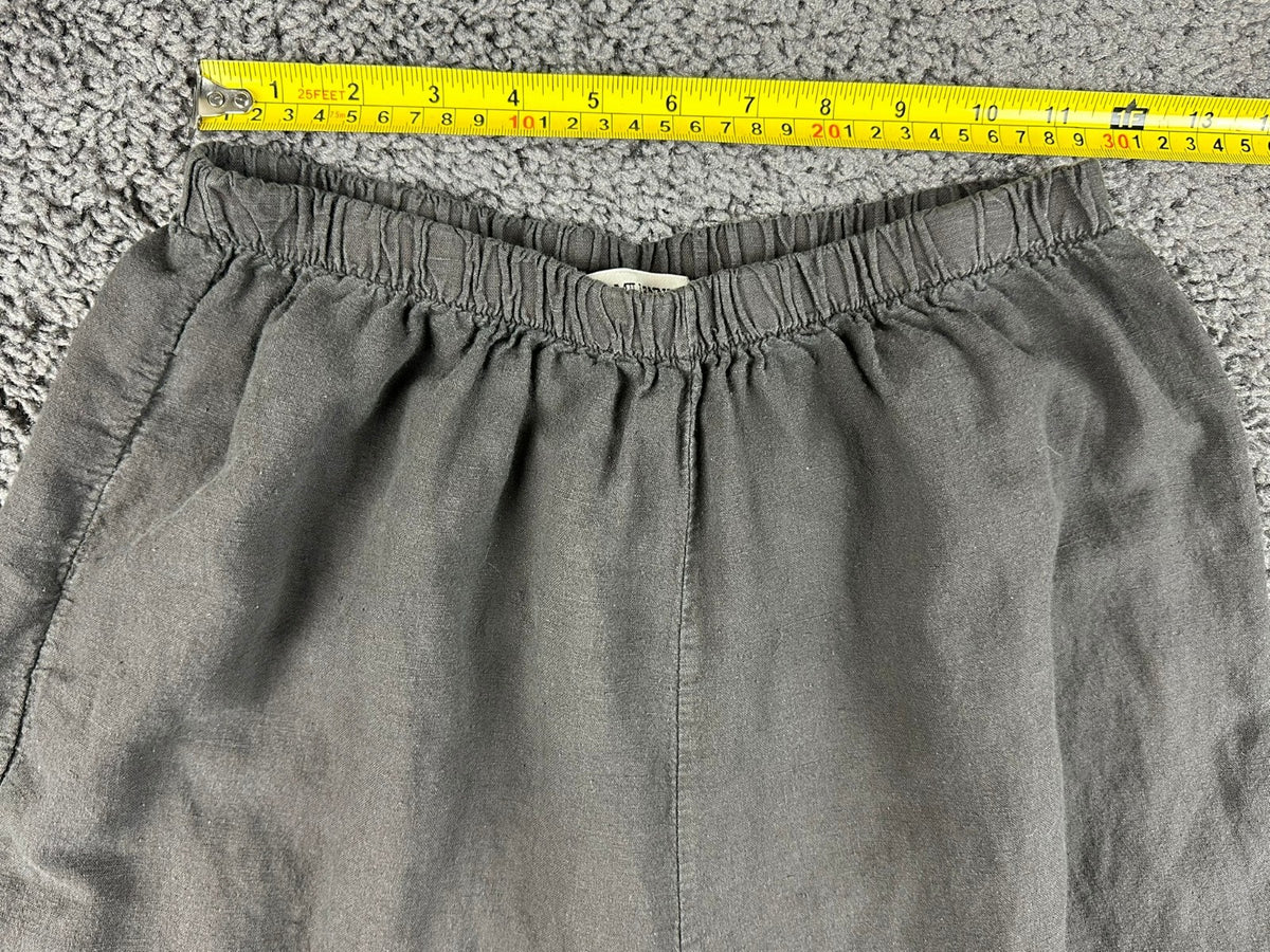 Terzo Millennio Womens M Charcoal Linen Blend Wide Leg Crop Culotte Pants