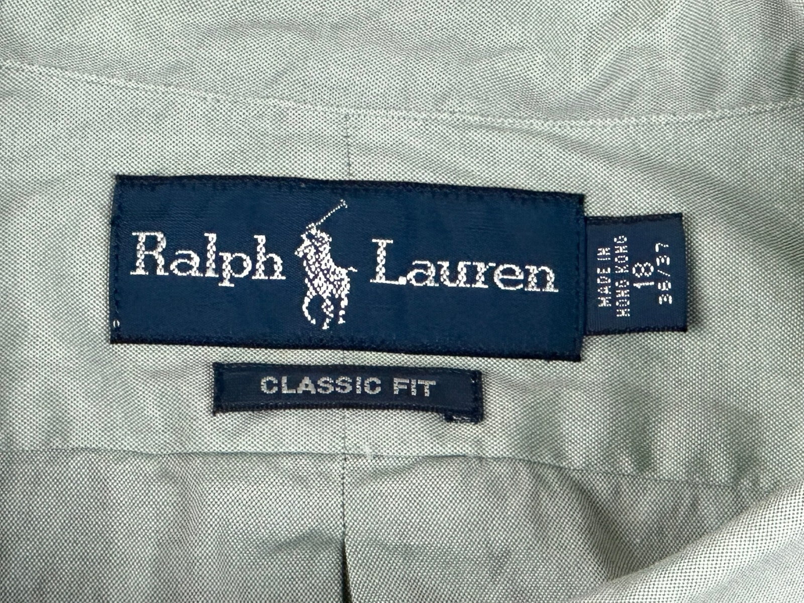 Vintage Polo Ralph Lauren Shirt Mens Classic Fit Sage Green LS Sz 18 36/37