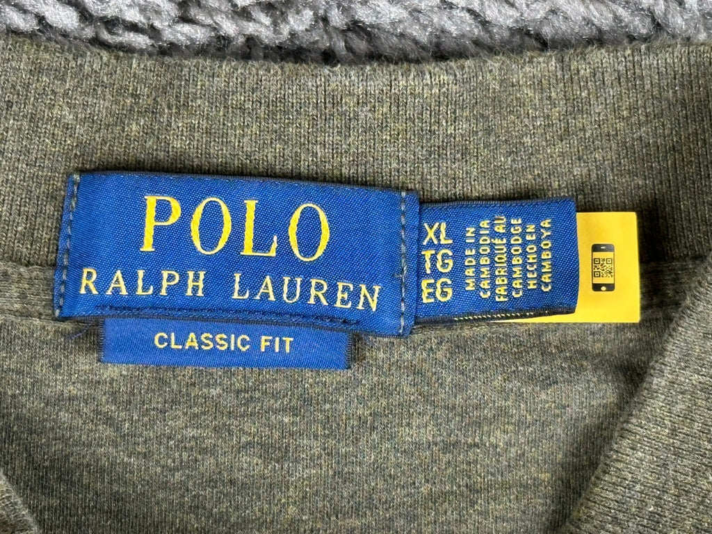 Polo Ralph Lauren Polo Shirt Mens XL Classic Fit Olive Green Heather Flesh Pony