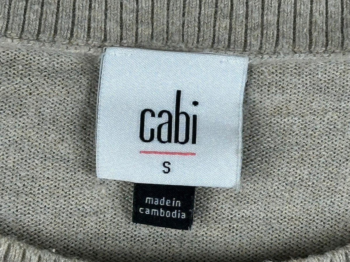 Cabi Serenade Sweater S Heather Oatmeal Ribbed Trim Tunic Lightweight Pullover