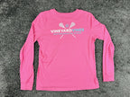 Vineyard Vines Womens S Pink Lacrosse Graphic Long Sleeve Pocket T-Shirt