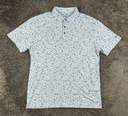 Intel Corporate Promotional Mens L White Blue Tech Print Polo Shirt
