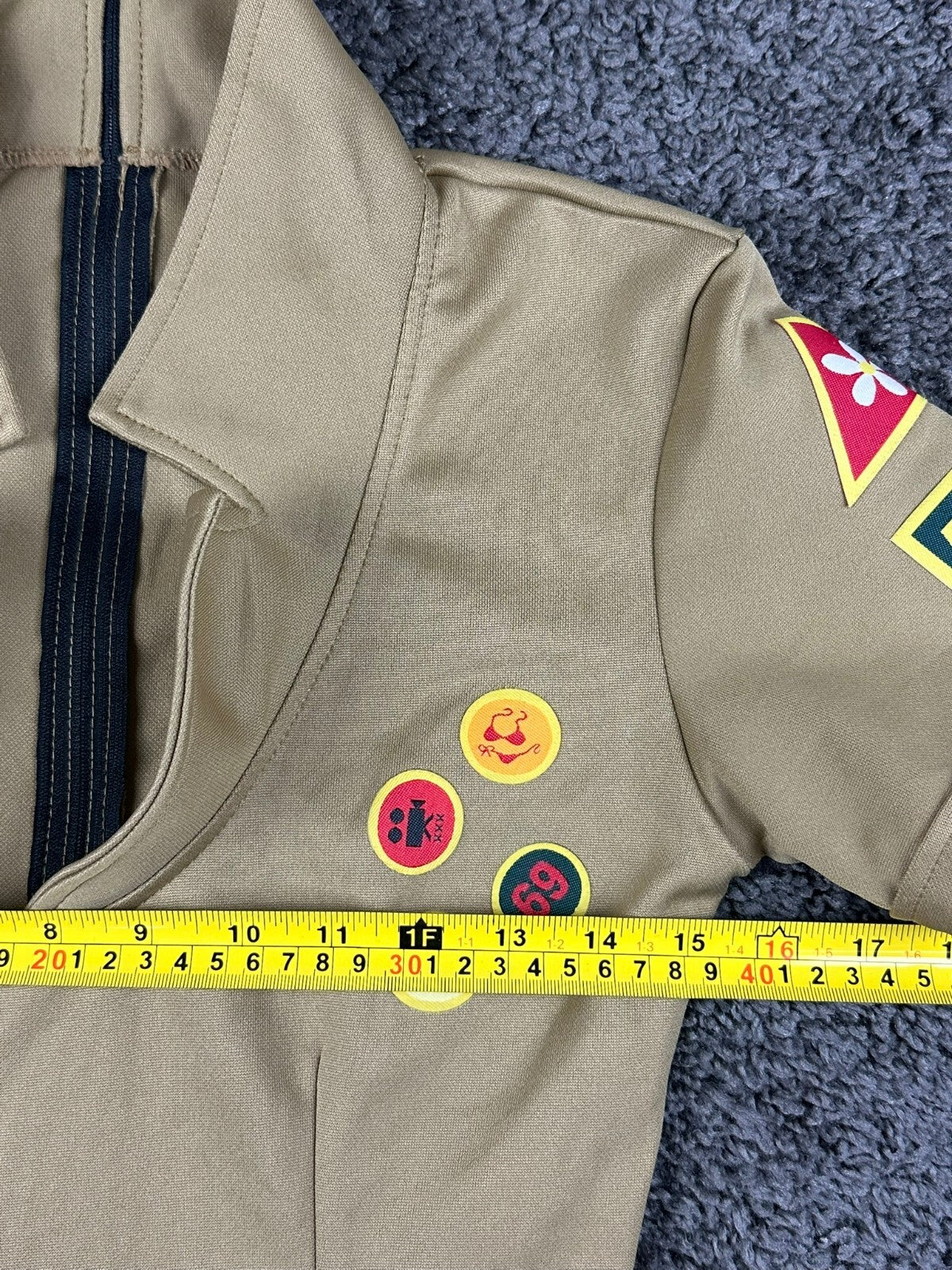 Leg Avenue Girl Scout Cookie Troop Pot Brownie Costume Dress M Tan