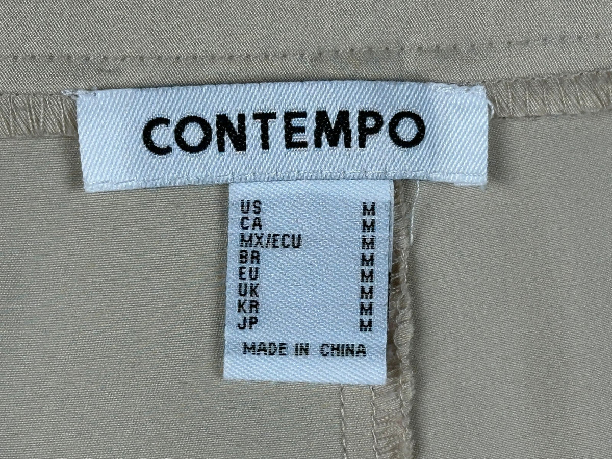 Contempo Wide Leg Trousers Womens Medium Beige High Waisted Pleated Front