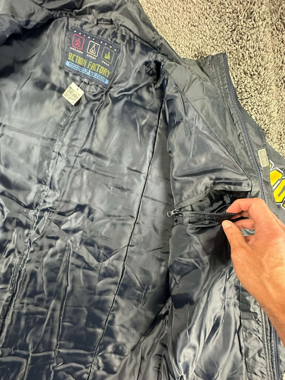 Point Zero Action Factory Montana Jacket Men Navy Yellow Weatherproof Sz M NWT