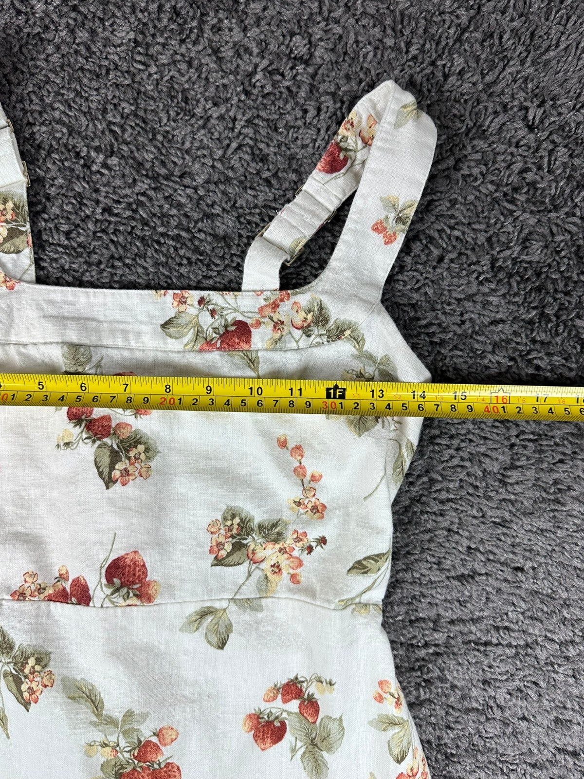 Abercrombie & Fitch Dress Womens XSP Sundress White Strawberry Linen
