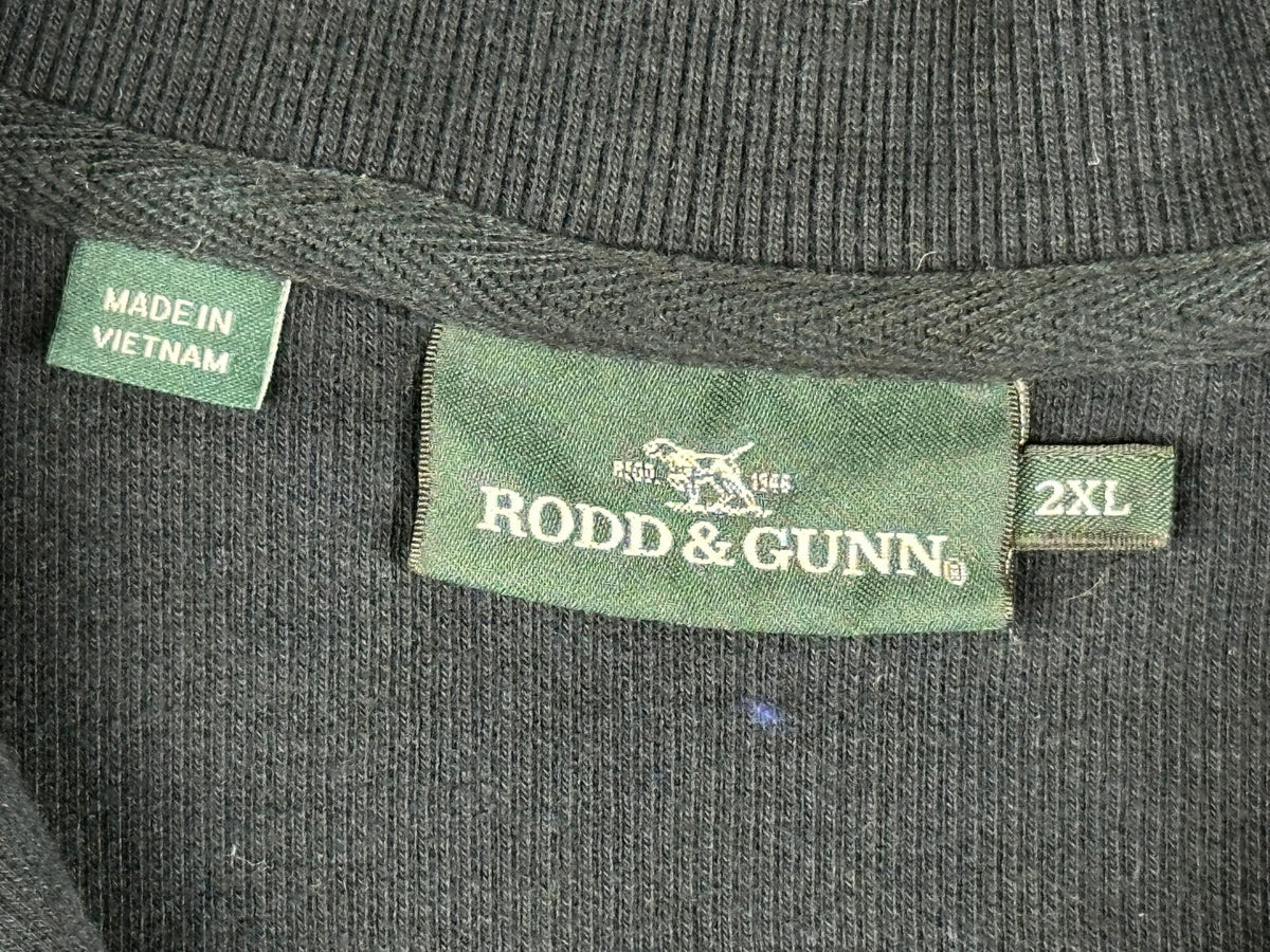 Rodd & Gunn Mens 2XL Black 100% Australian Cotton 1/4 Zip Pullover Sweater