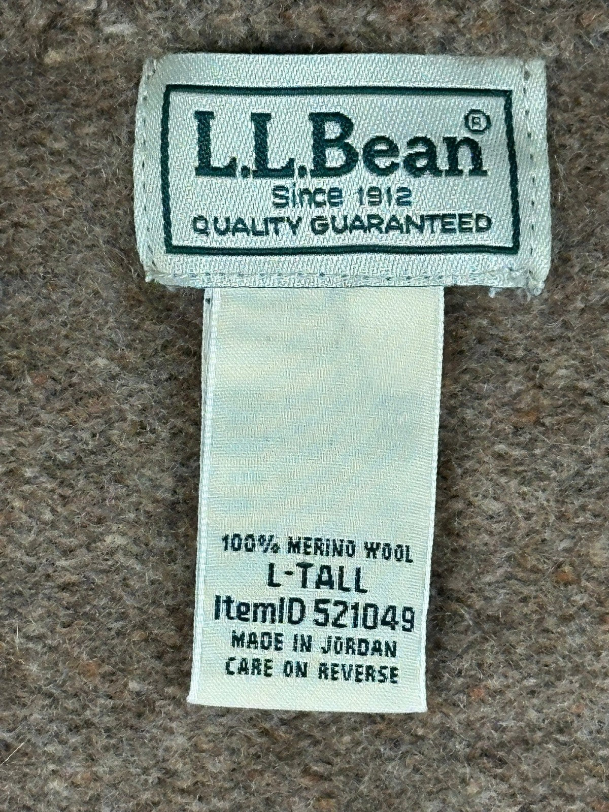 L.L. Bean Rangeley 100% Merino Wool Crewneck Sweater Pullover Mens Tall Brown L