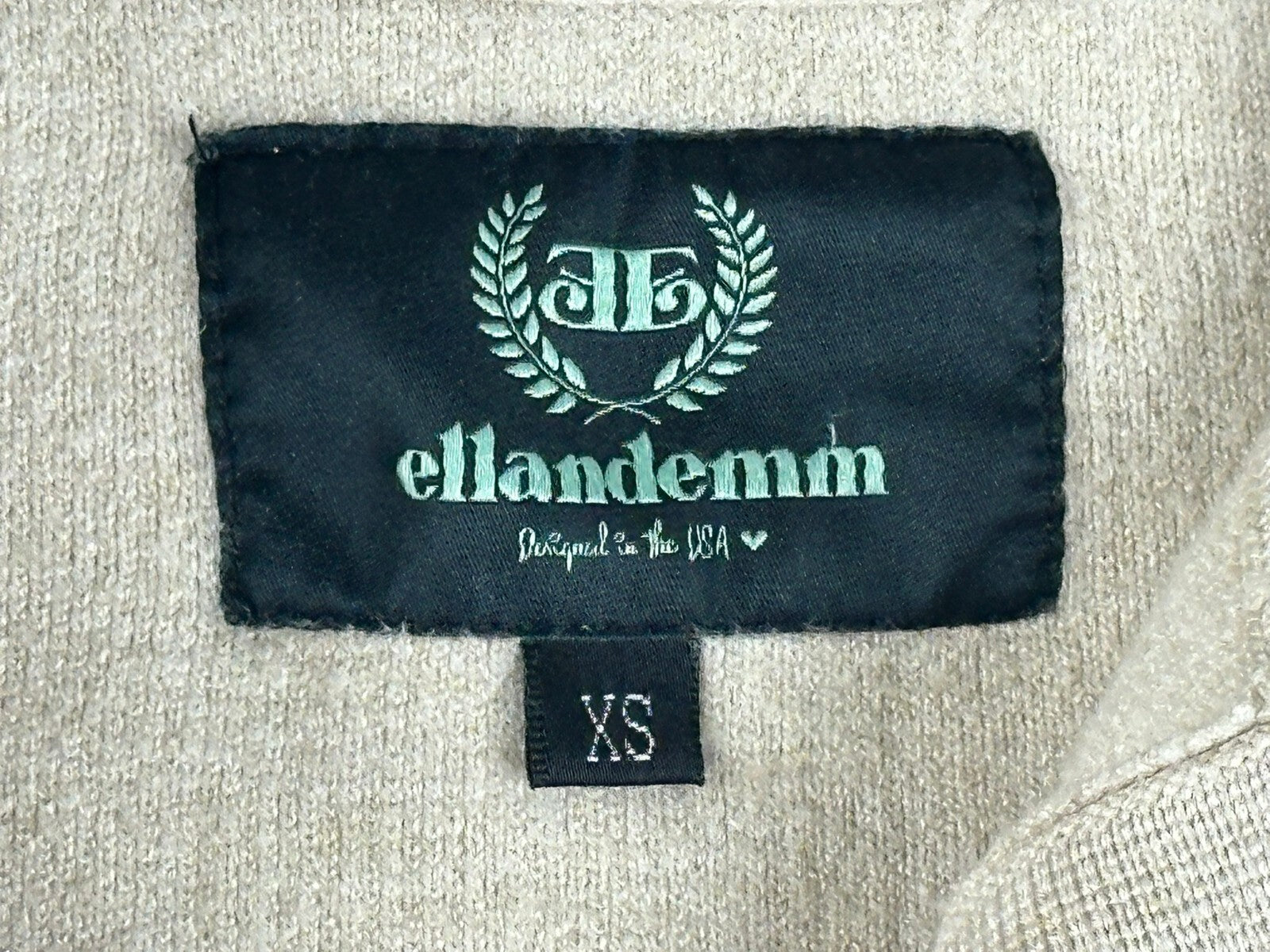 EllandEmm Womens Sweater Beige XS Mock Neck Button Pullover Quiet Luxury