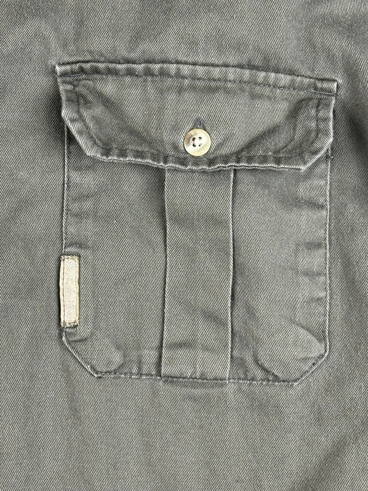 Vintage Columbia Mens XL Olive Green Cotton Safari Field Shirt Epaulets 90s