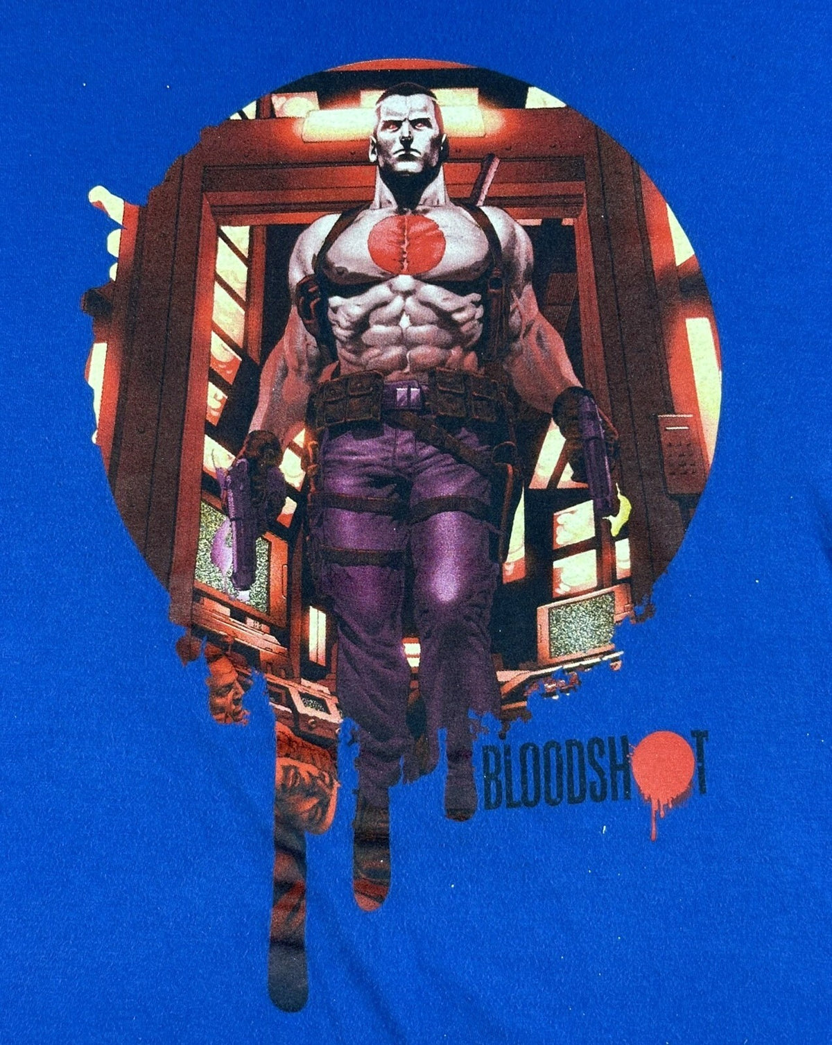 Valiant Comics Bloodshot T-Shirt Mens XL Royal Blue Graphic Superhero Promo Tee
