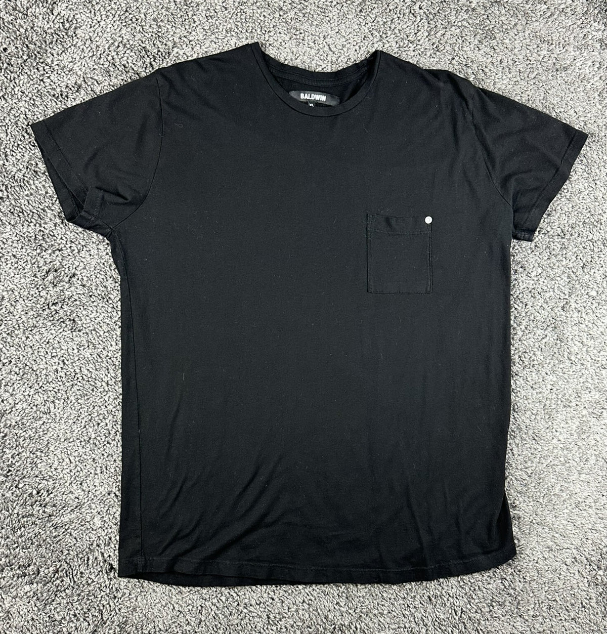 Baldwin Mens XL Black Modal Cotton Short Sleeve Pocket T-Shirt USA