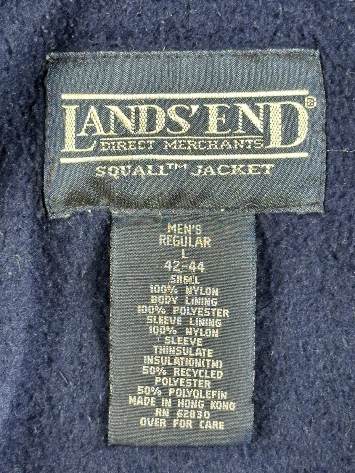 Vintage Lands End Mens L Yellow Fleece Lined Thinsulate Squall Bomber Jacket