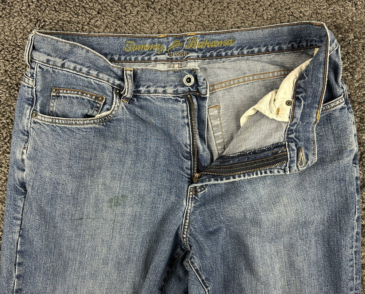 Tommy Bahama Mens 36x30 Medium Wash Classic Fit Straight Leg Denim Jeans
