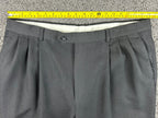 Pronto Uomo Mens Dress Pants Black 100% Wool Pleated Cuffed Trousers Size 38x29