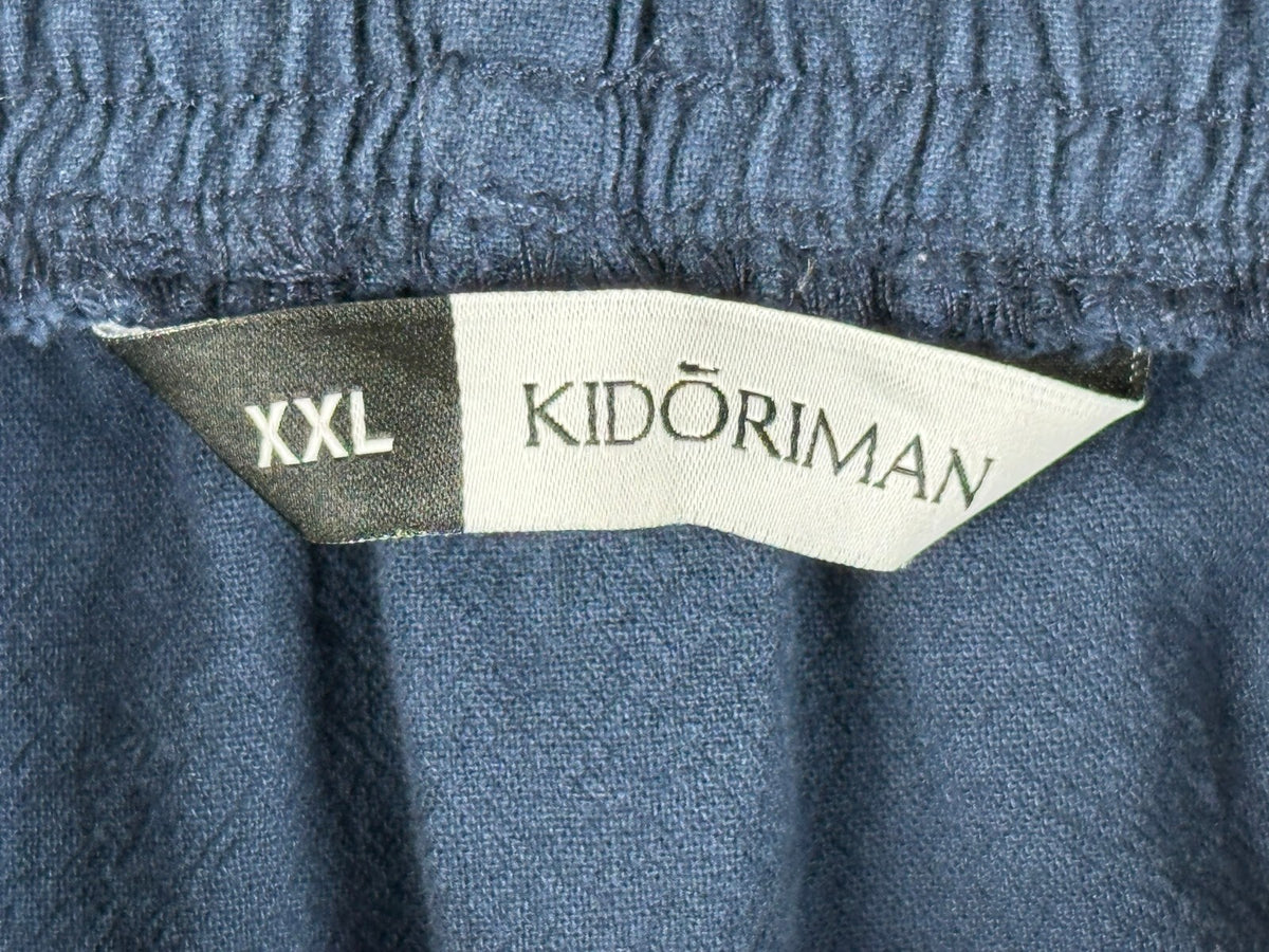KIDORIMAN Mens Blue Jogger Pants XXL Casual Drawstring Cuffed Ankle Cotton