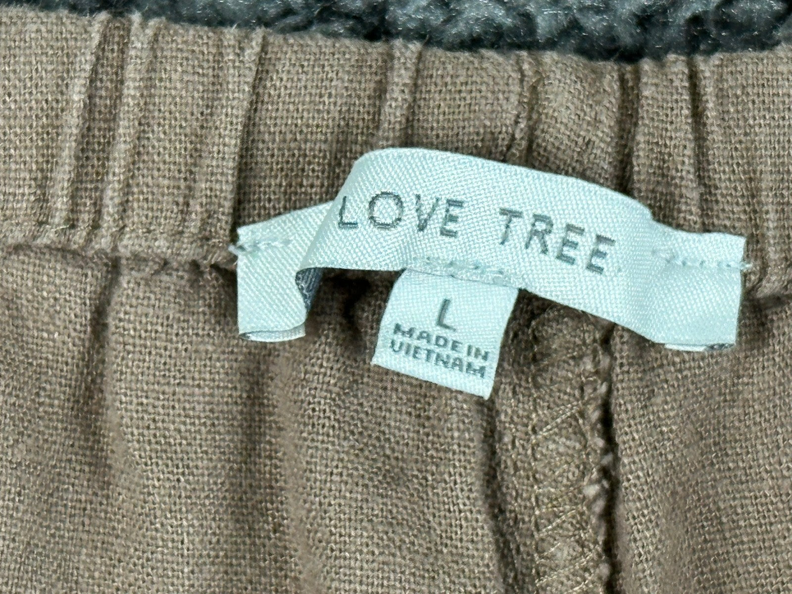 Love Tree Linen Blend Pants Womens Brown Wide Leg Drawstring Casual Beach Sz L