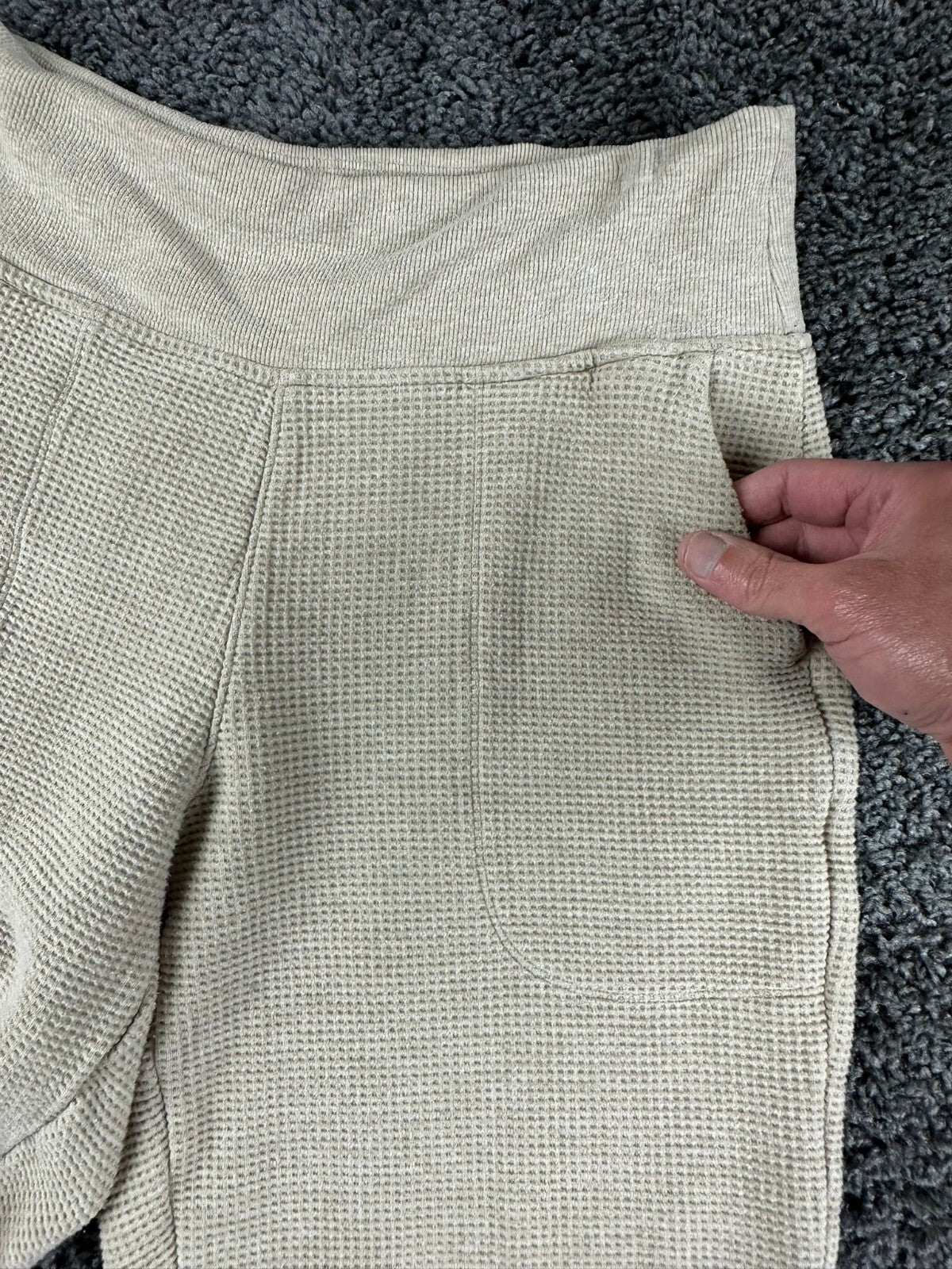 Athleta Coaster Luxe Waffle Jogger Pants Womens Beige High Rise Tencel Sz M