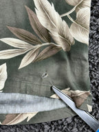 High Surf Mens Hawaiian Shirt Cotton Short Sleeve Olive Green Tropical Leaf XL
