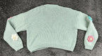 Luna Ivy Women's Large Mint Green 3D Floral Applique Button Cardigan Sweater