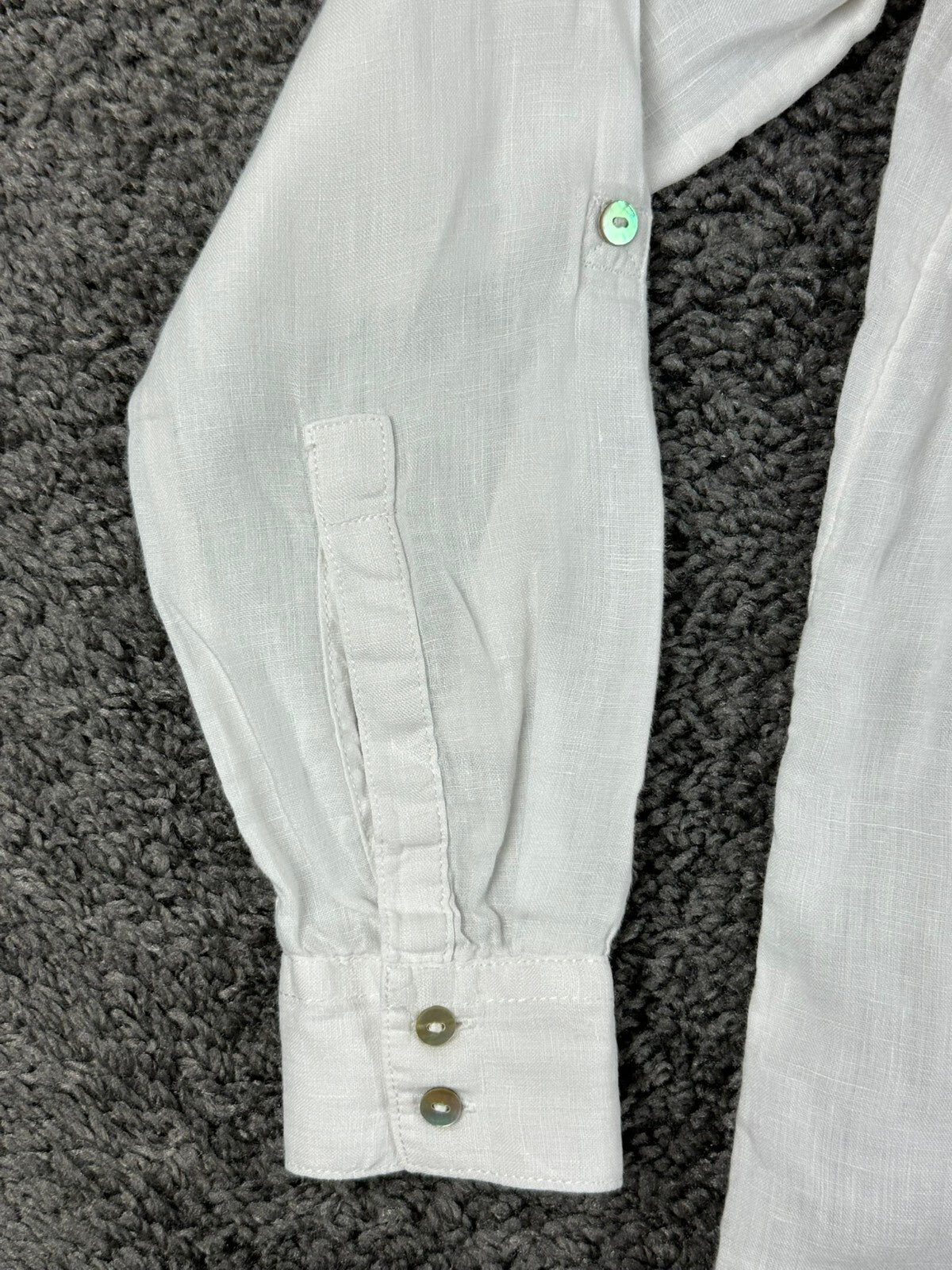Sigrid Olsen 100% Linen Long Sleeve Shirt Womens White Button Down Roll Tab XS