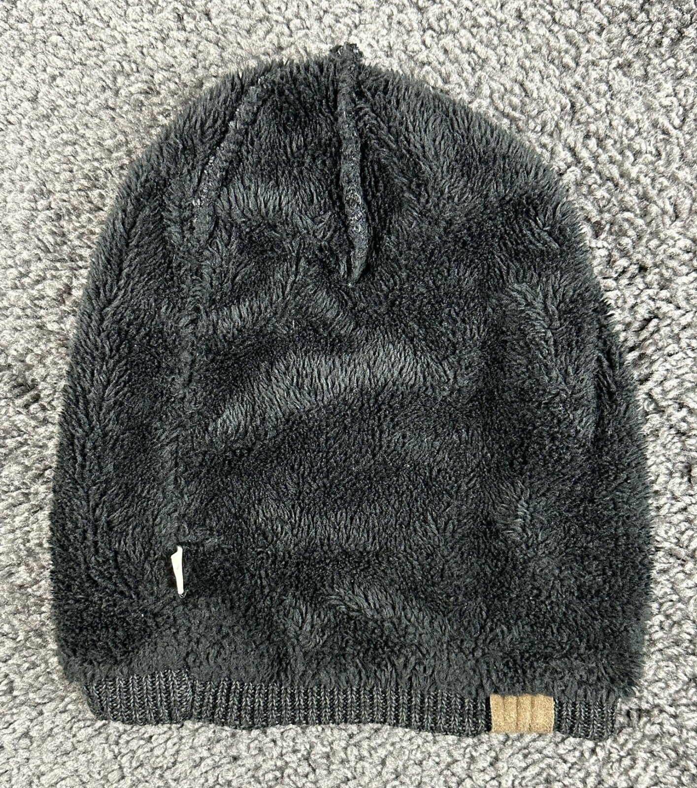 Page One Winter Beanie Hat Knit Basketweave Fleece Lined Charcoal Gray Unisex