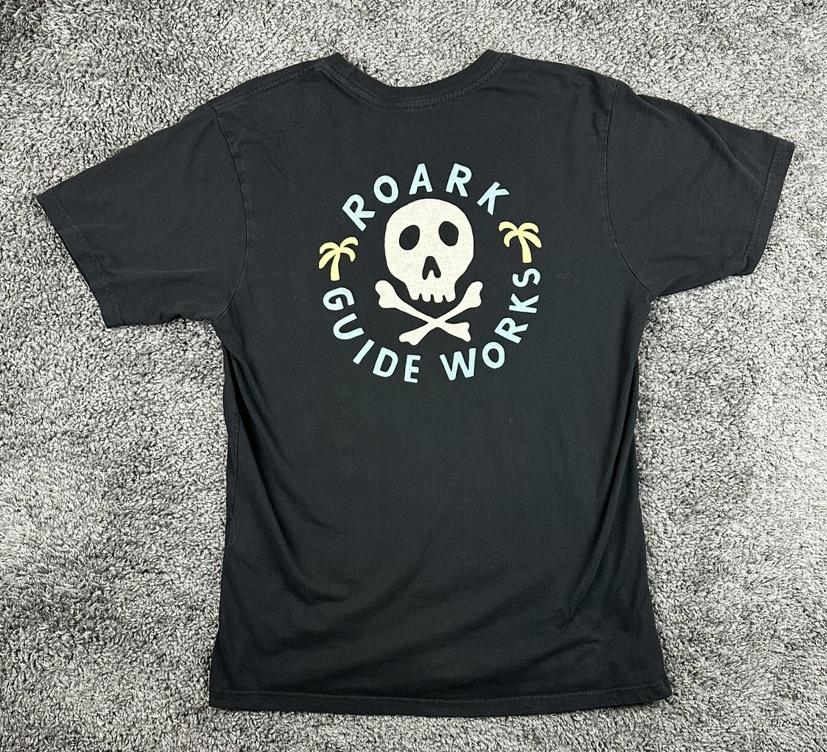 Roark Guide Works Skull Mens Large L Black Short Sleeve Graphic T Shirt Tee