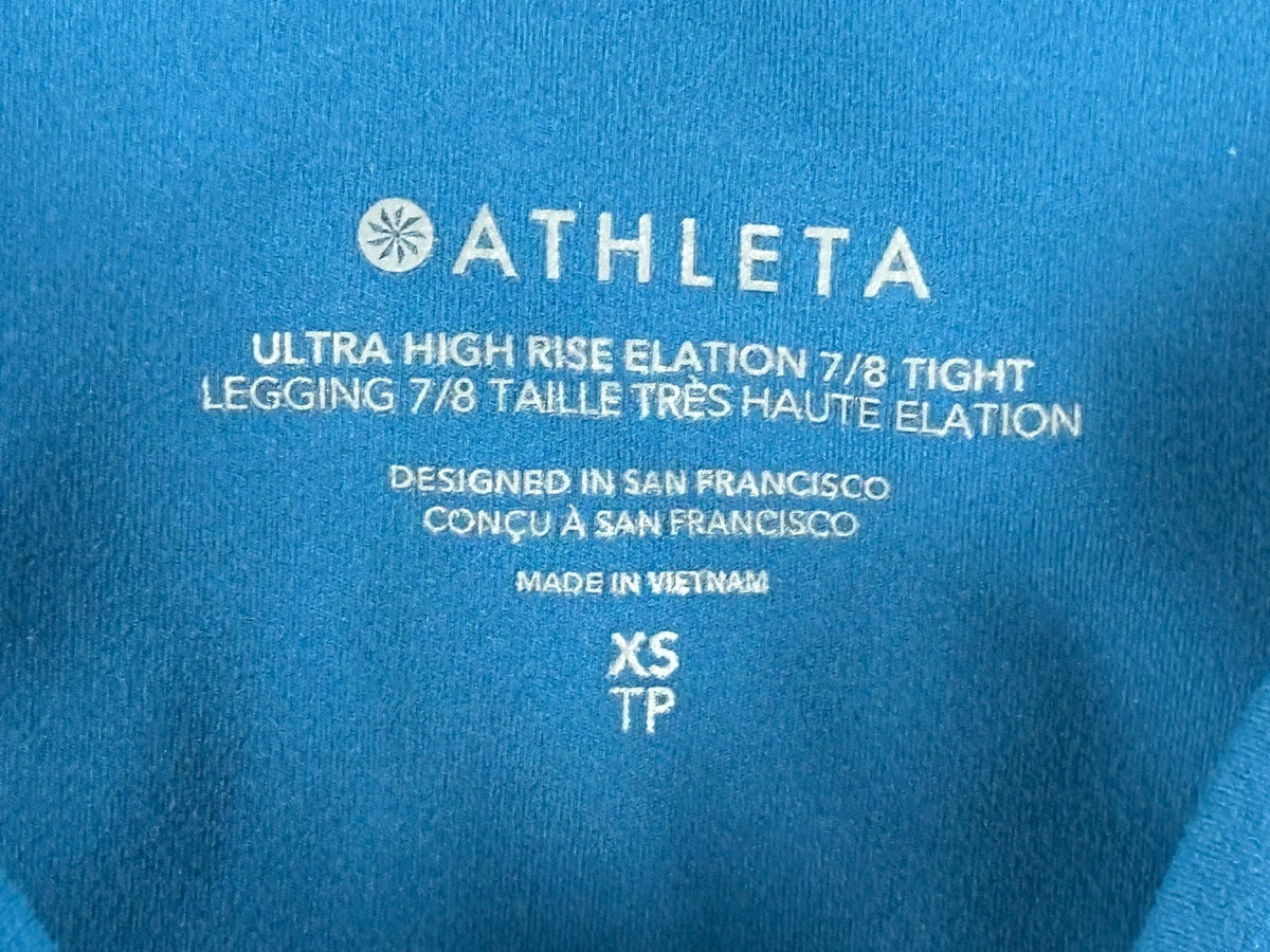 Athleta Womens XS Ultra High Rise Elation 7/8 Tight Leggings Blue Yoga