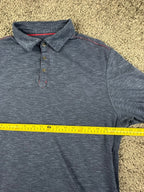 Nat Nast Mens L Blue Textured Polo Shirt Red Stitching Short Sleeve