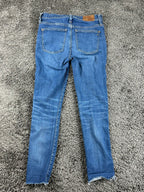 Madewell 9" High Rise Skinny Jeans Blue Raw Hem Denim Stretch Womens Sz 25