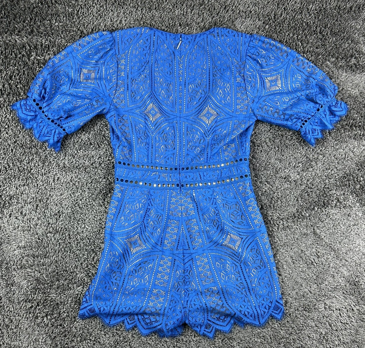 Saylor x Free People Bliss Womens M Royal Blue & Nude Lace V-Neck Romper