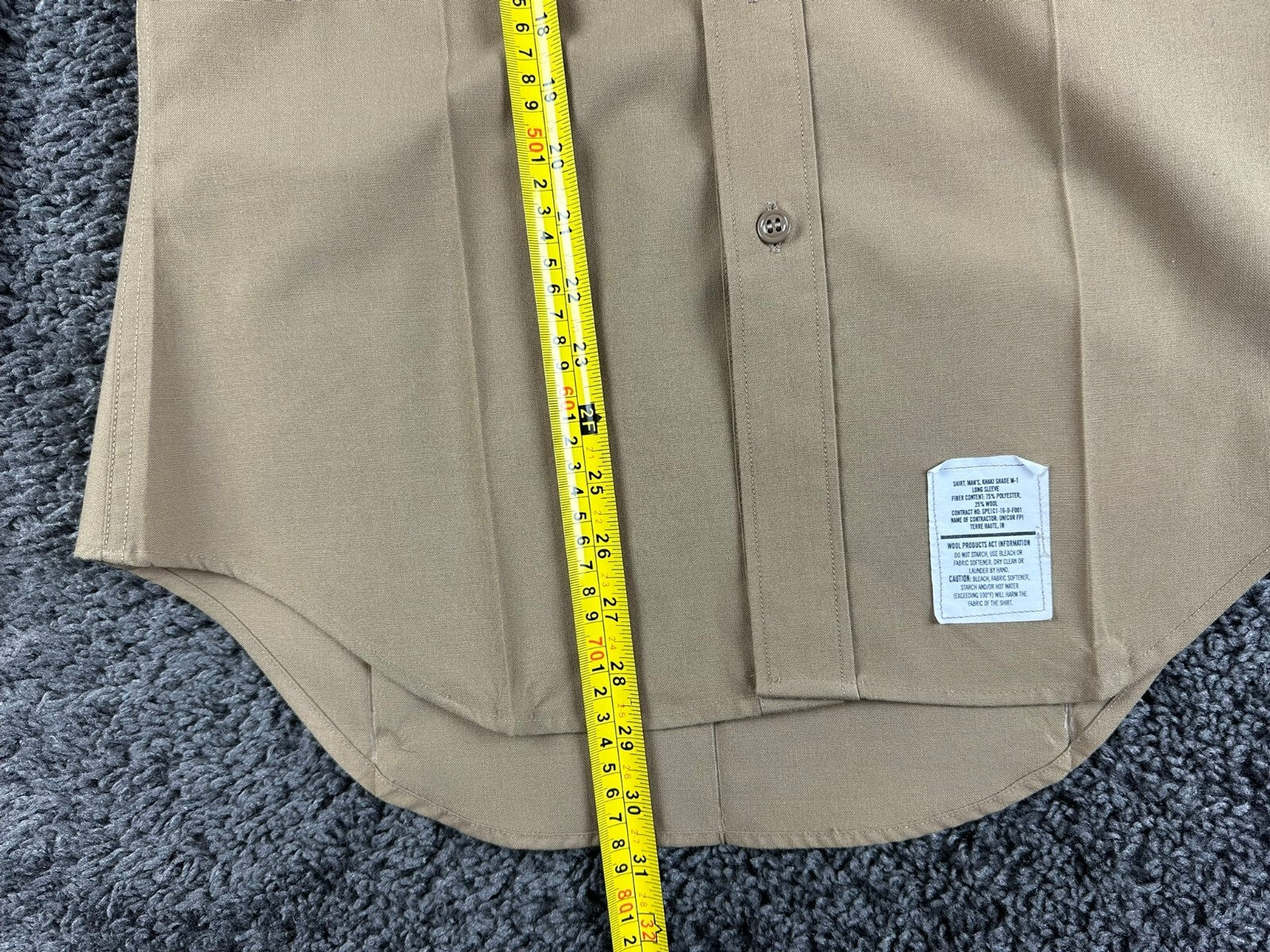 USMC Marine Corps Khaki Long Sleeve Service Shirt DLA Military Wool Blend 15/35