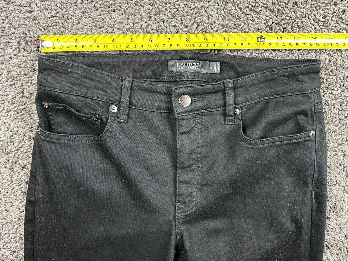 Lauren Ralph Lauren Womens 6 Slim Straight Pants Black Stretch Twill Jeans