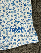 Intel Corporate Promotional Mens L White Blue Tech Print Polo Shirt