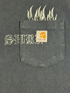 Carhartt x Sworn To Us Pocket T-Shirt Mens M Blue Graphic Flames Old English K87