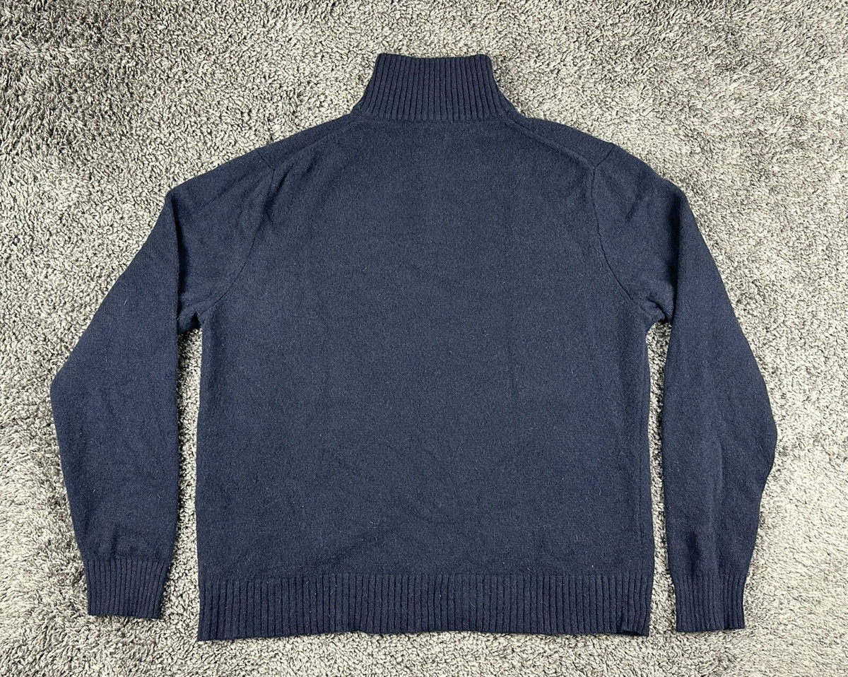 J.Crew Mens XL Navy Blue 100% Lambswool 1/4 Zip Mock Neck Sweater