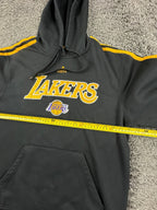 Adidas Los Angeles Lakers Hoodie Mens Black Gold 3 Stripes NBA Pullover Sz Large