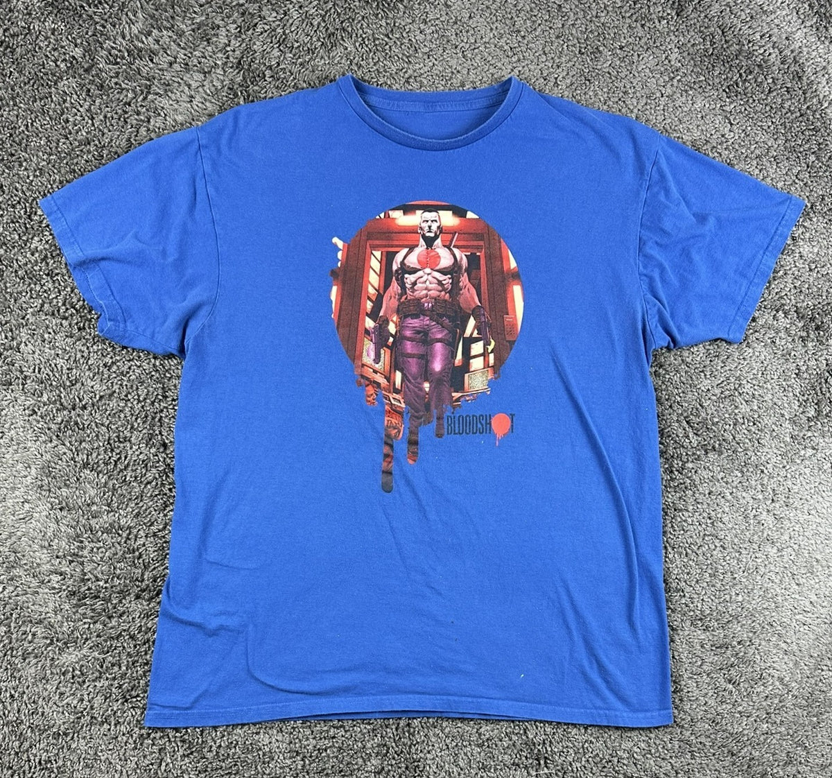 Valiant Comics Bloodshot T-Shirt Mens XL Royal Blue Graphic Superhero Promo Tee