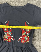 ASOS Womens Size 2 Black Floral Embroidered Fit & Flare Boho Mini Skater Dress
