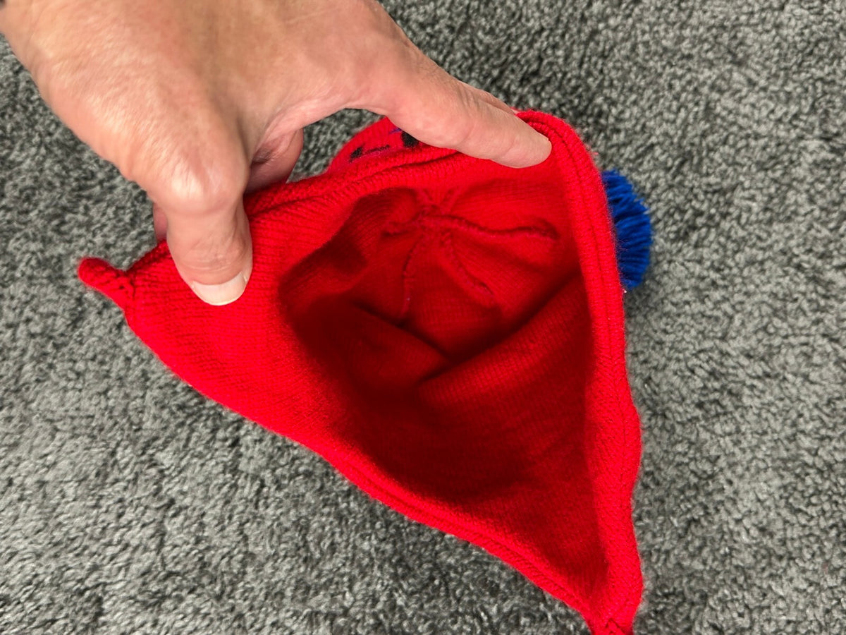 Vintage Google Employee Swag Knit Earflap Beanie Hat Red Blue Tech Merch OS