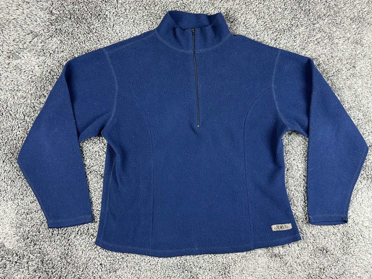 Vintage Black Diamond Womens Large Blue 1/4 Zip Fleece Pullover Jacket Top