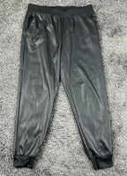 Matty M Faux Leather Jogger Pants Womens Size Medium Black Elastic Waist