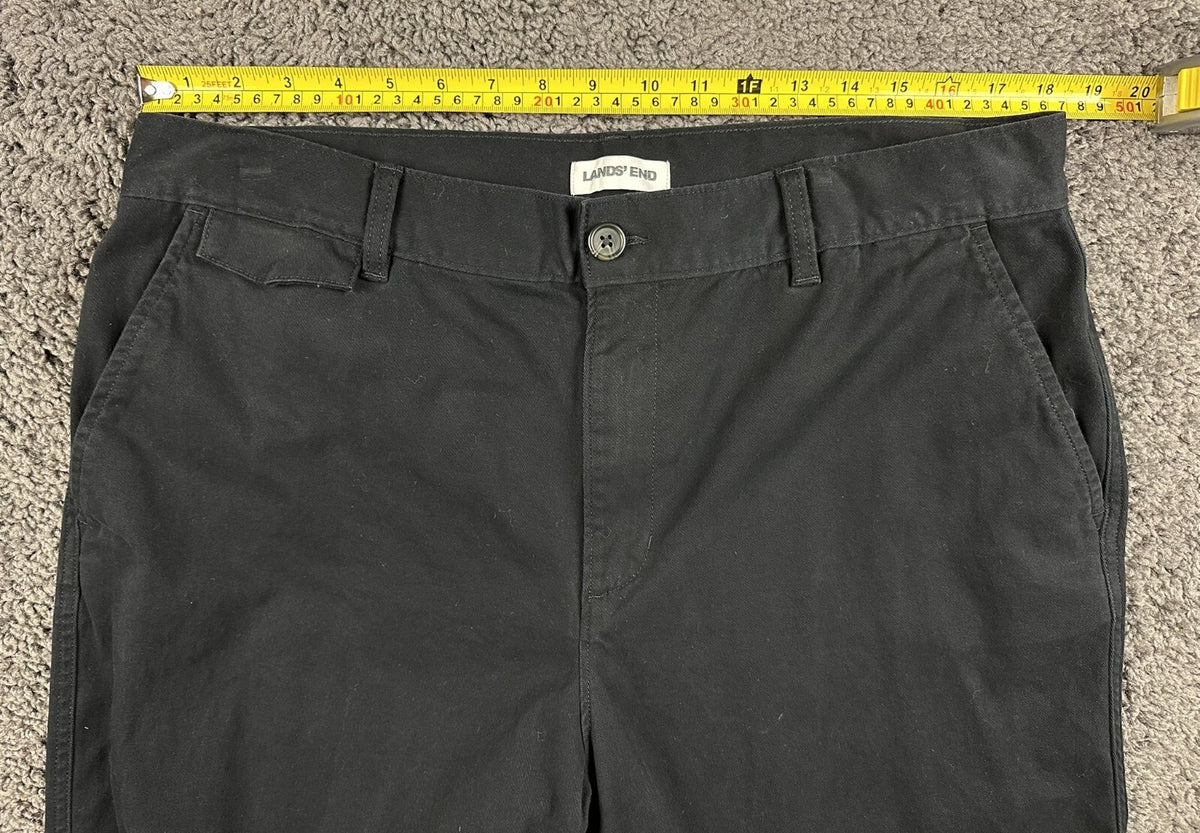 Lands' End Pants Womens 16 Black Chino Stretch Straight Leg Casual Slacks 16