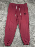 True Religion Core Jogger Sweatpants Mens L Burgundy Horseshoe Logo Lounge Pants