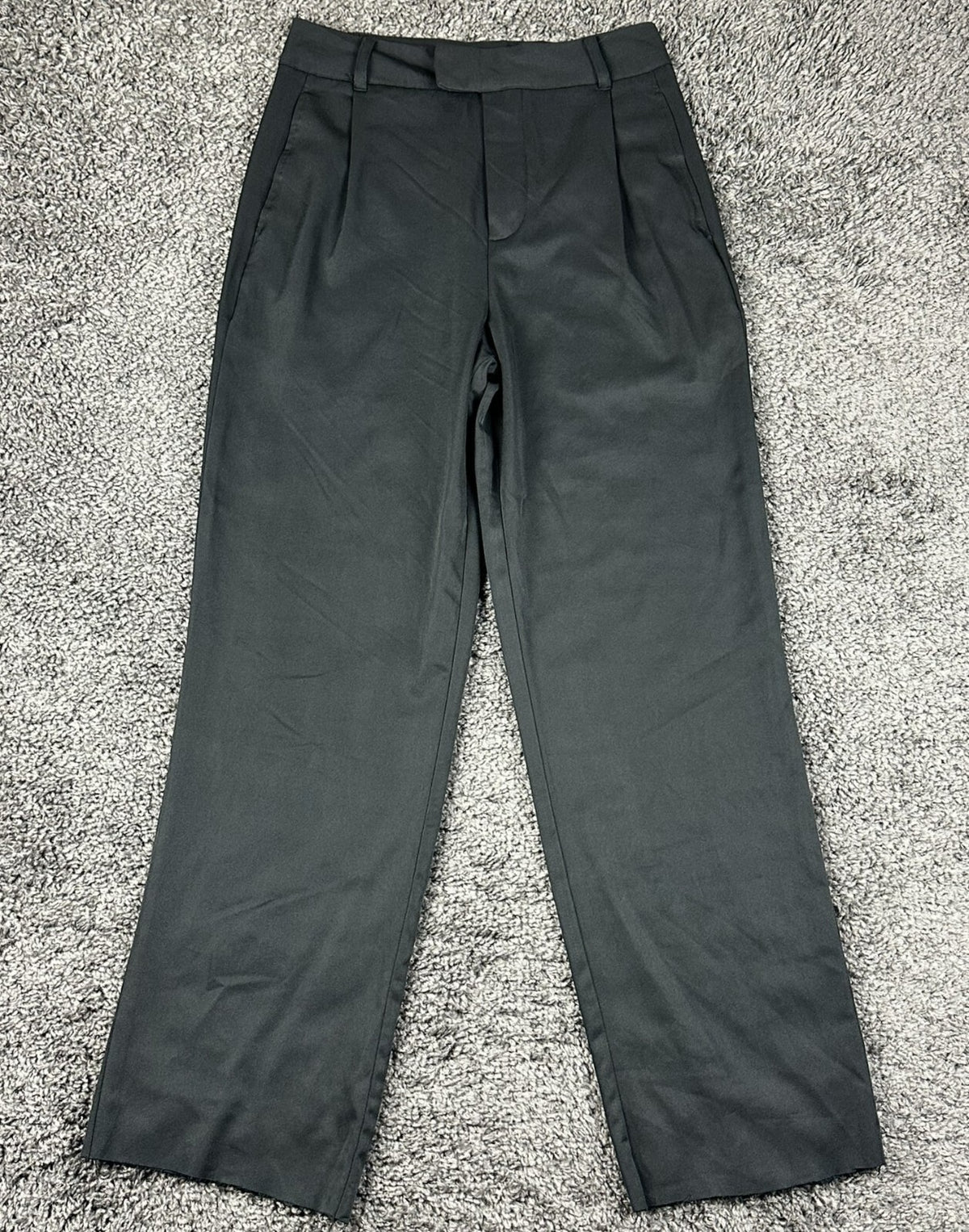 Contempo Wide Leg Trousers Womens Medium Black High Waisted Pleated Front