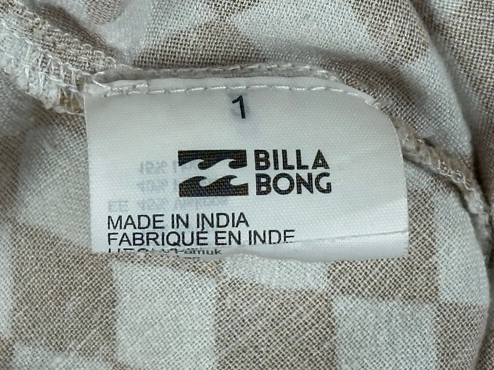 Billabong Womens Brown Checkerboard Diamond High Rise Linen Blend Pants Sz 25