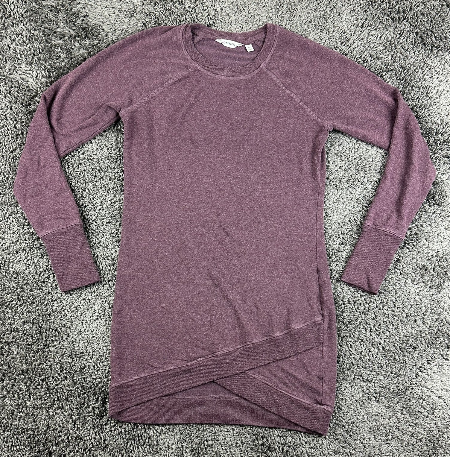 Athleta Criss Cross Sweatshirt Dress Purple Plum XS Long Sleeve Modal